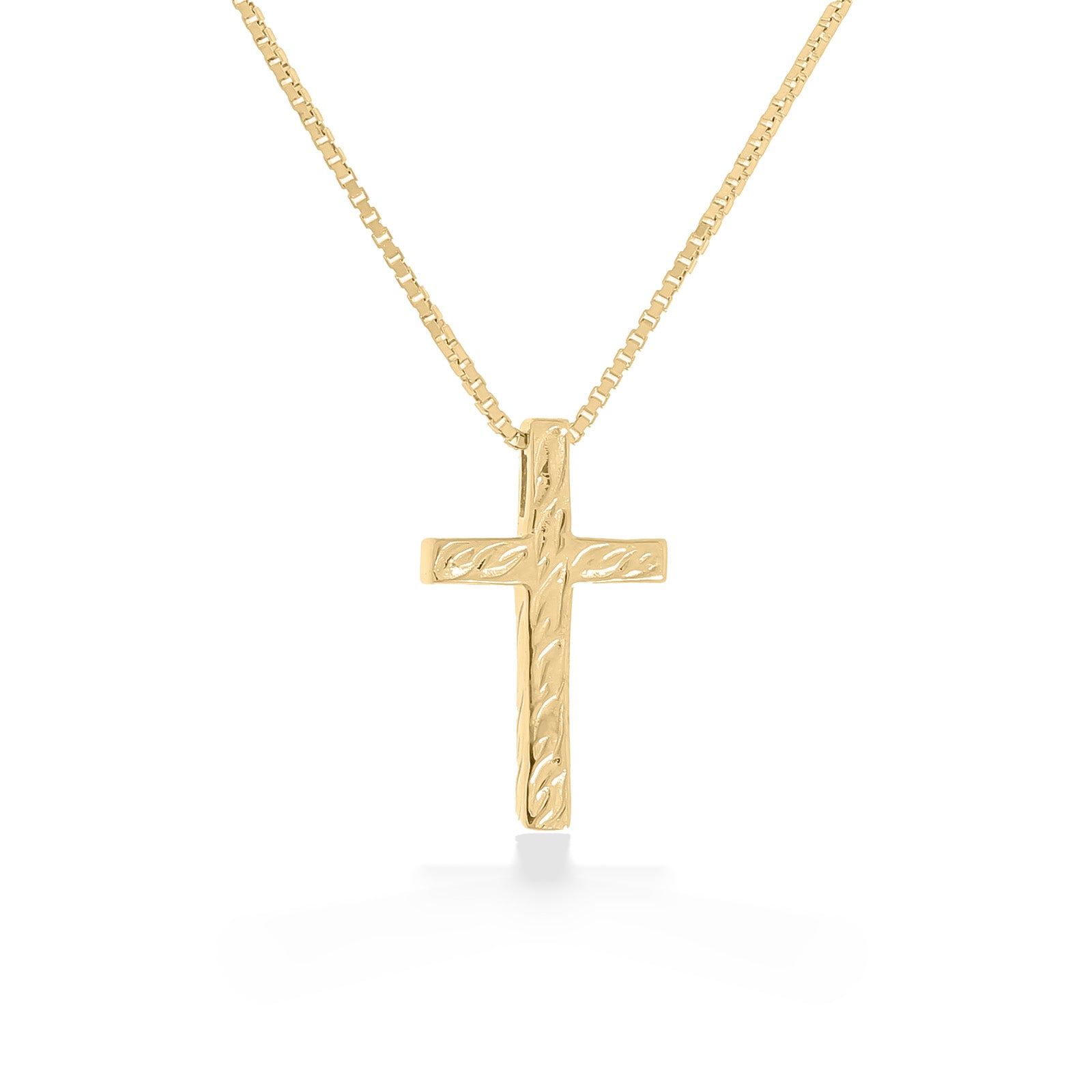 Child's Two-Tone Crucifix Pendant Necklace in 14kt Yellow Gold. 15